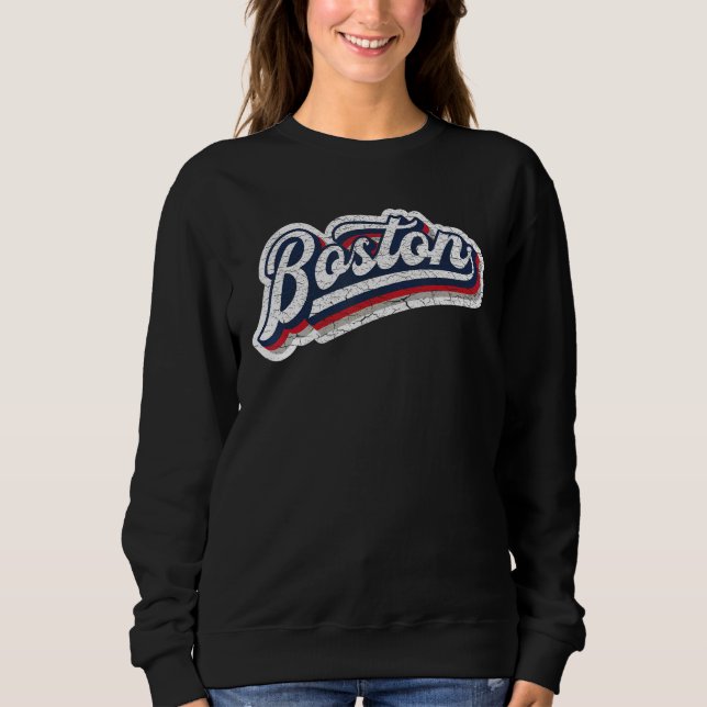 Boston Baseball Throwback u2013 Classic Retro Vint T Shirt (Framsida)