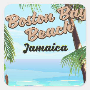 Boston bay strand, Jamaica Fyrkantigt Klistermärke