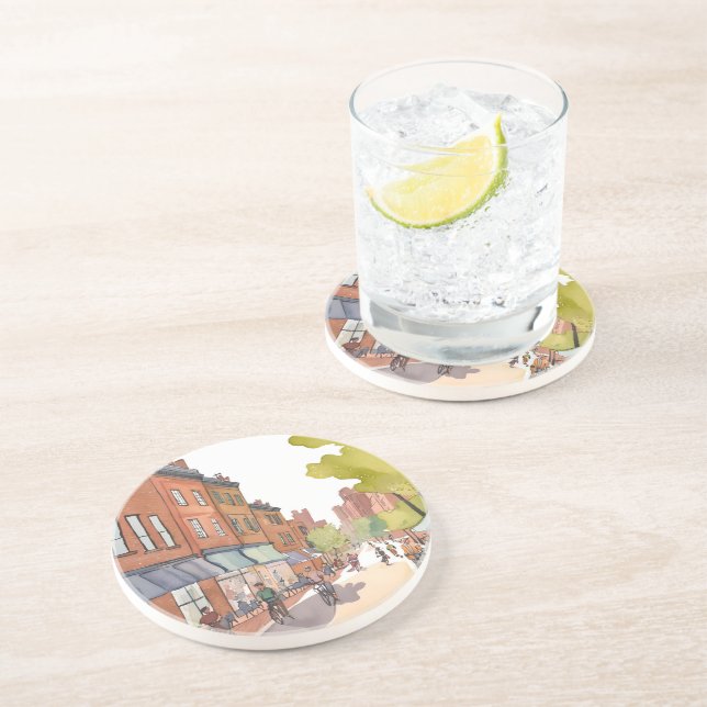 Boston Bike Ride | North End Watercolor MA Underlägg (Sidan)