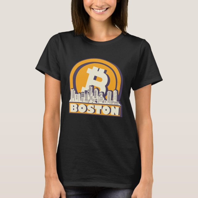 Boston Bitcoin Maximalist  Bitcoin Boston Skyline T Shirt (Framsida)