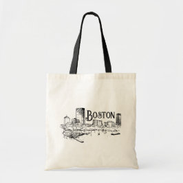 Boston Black and White Tote Tygkasse
