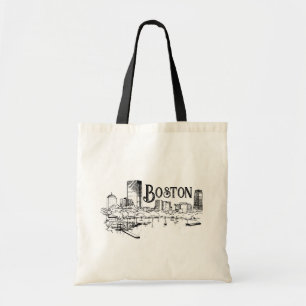 Boston Black and White Tote Tygkasse