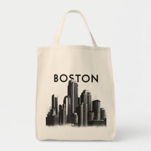 Boston, Boston Massachusetts Stadssiluett Med Kart Tygkasse