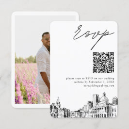 Boston Bröllop Modern OSA QR-kod Tilläggskort