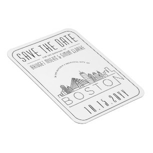 Boston Bröllop Stilized Skyline Spara datum Magnet