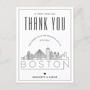 Boston Bröllop Tack för att du kom! vykort