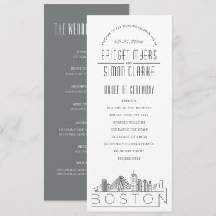 Boston Bröllopsprogrammet Modern deco Inbjudningar