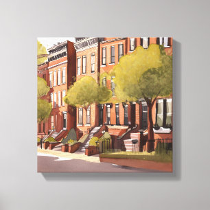 Boston Brownstones   Beacon Street Akvarell Canvastryck