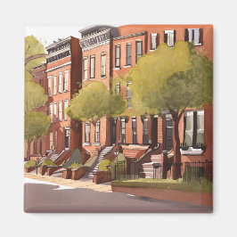 Boston Brownstones | Beacon Street Akvarell Magnet
