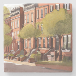Boston Brownstones | Beacon Street Watercolor Stenunderlägg