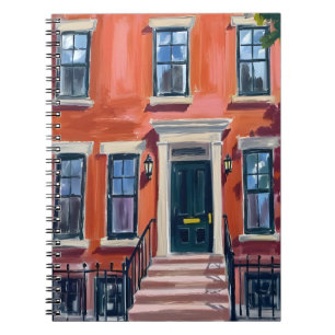 Boston Brownstones Massachusetts Akvarell Anteckningsbok