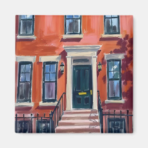 Boston Brownstones Massachusetts Akvarell Magnet