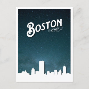 Boston by Night Skyline - Boston, Massachusetts, U Helg Vykort