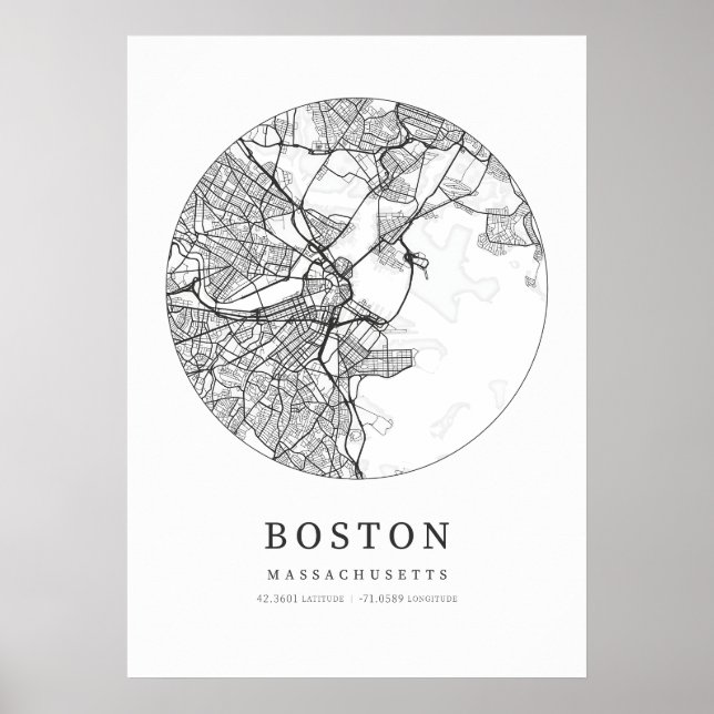 Boston Cartography Karta Poster (Framsidan)