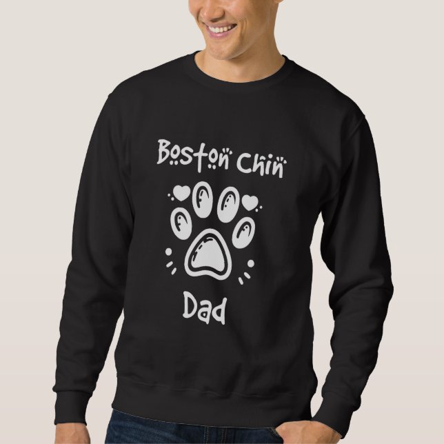 Boston Chin Pappa Boston Terrier japanska Chin Mix Lång Ärmad Tröja (Framsida)