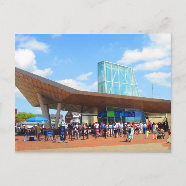 Boston city berömd Aquarium view from Buss Window Vykort (Framsida)