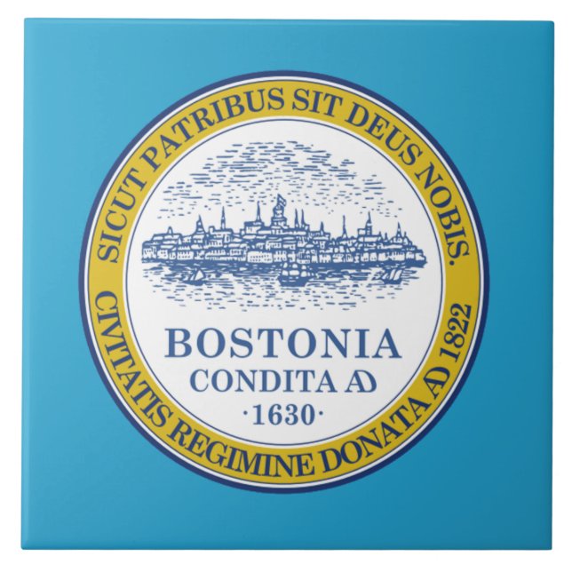 Boston City flagga Kakelplatta (Framsidan)