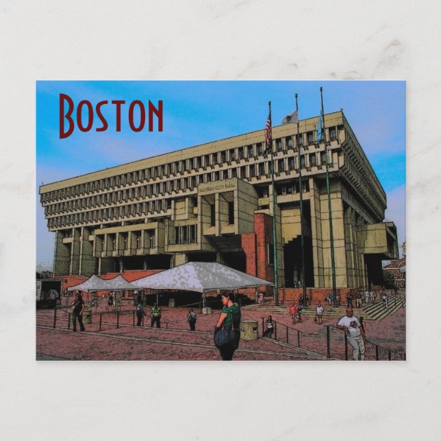 Boston City Hall Postcard Vykort (Framsida)