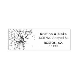 Boston City Karta | ANPASSNINGSBAR ADRESS Självfärgande Stämpel