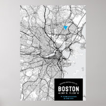 Boston City Karta med din plats