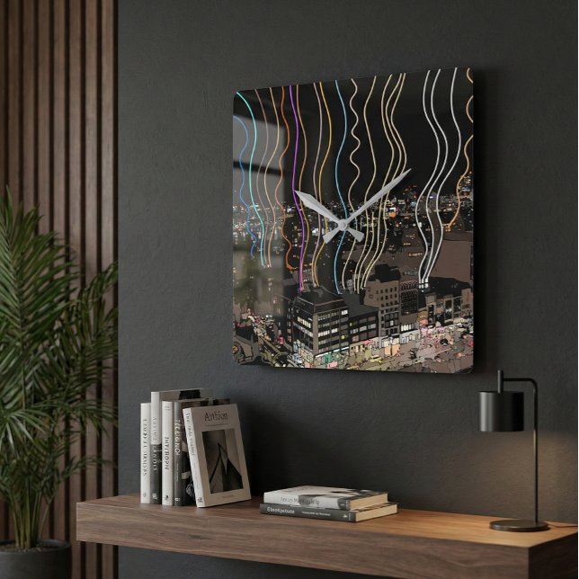 Boston City Lights Fyrkantig Klocka (Skapare uppladdad)