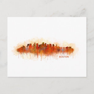 Boston City Massachusetts skyline v3 Vykort