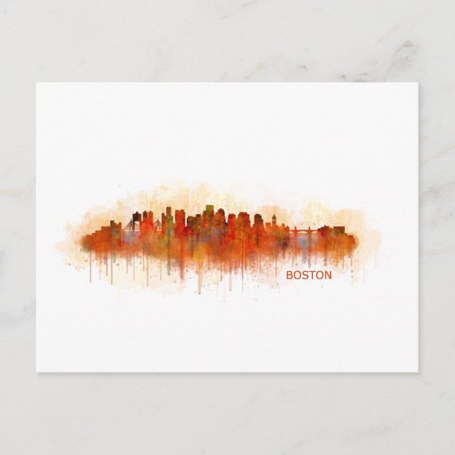 Boston City Massachusetts skyline v3 Vykort (Framsida)