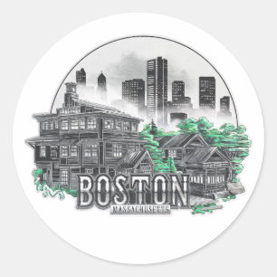 Boston City Massachusetts USA Runt Klistermärke