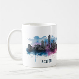 Boston City Skyline, Boston Ma Silhuett Kaffemugg
