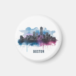 Boston City Skyline, Boston Ma Silhuett Magnet