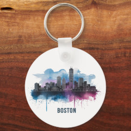 Boston City Skyline, Boston Ma Silhuett Nyckelring