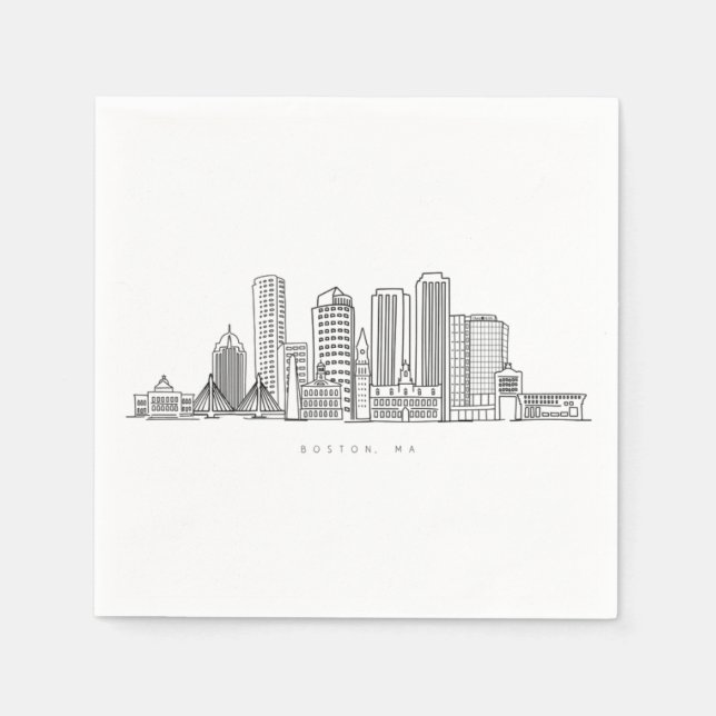 Boston City Skyline, boston ma silhuett Pappersservett (Framsidan)