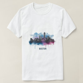 Boston City Skyline, Boston Ma Silhuett T Shirt