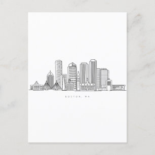 Boston City Skyline, boston ma silhuett Vykort