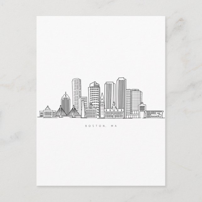 Boston City Skyline, boston ma silhuett Vykort (Framsida)