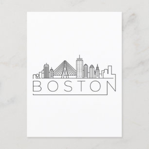 Boston City Skyline, boston ma silhuett Vykort