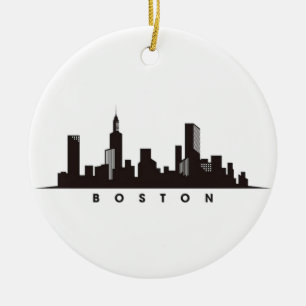 Boston City Skyline, boston ma siluett Julgransprydnad Keramik