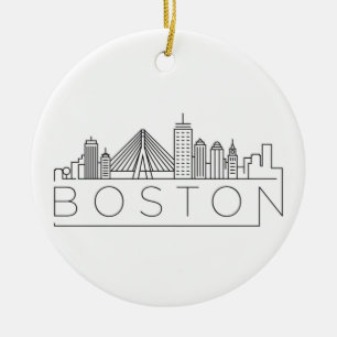 Boston City Skyline, boston ma siluett Julgransprydnad Keramik