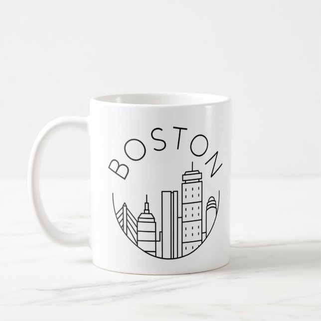 Boston City Skyline, boston ma siluett Kaffemugg (Vänster)