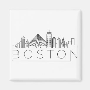 Boston City Skyline, Boston Ma Siluett Magnet