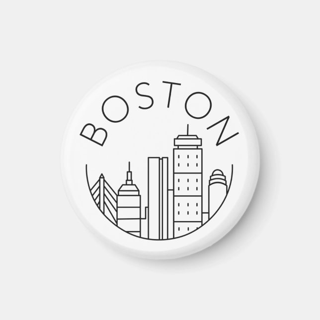Boston City Skyline, boston ma siluett Magnet (Framsidan)