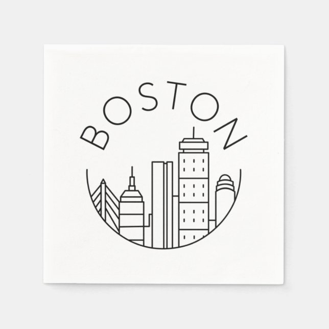Boston City Skyline, boston ma siluett Pappersservett (Framsidan)