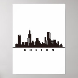 Boston City Skyline, boston ma siluett Poster