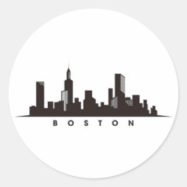 Boston City Skyline, Boston ma siluett Runt Klistermärke