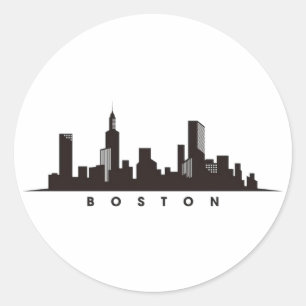 Boston City Skyline, Boston ma siluett Runt Klistermärke