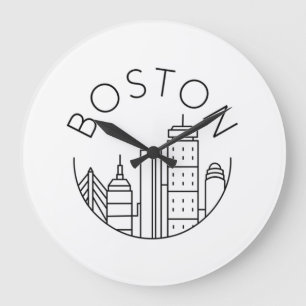 Boston City Skyline, boston ma siluett Stor Klocka