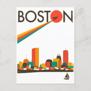 Boston City Skyline, boston ma siluett Vykort