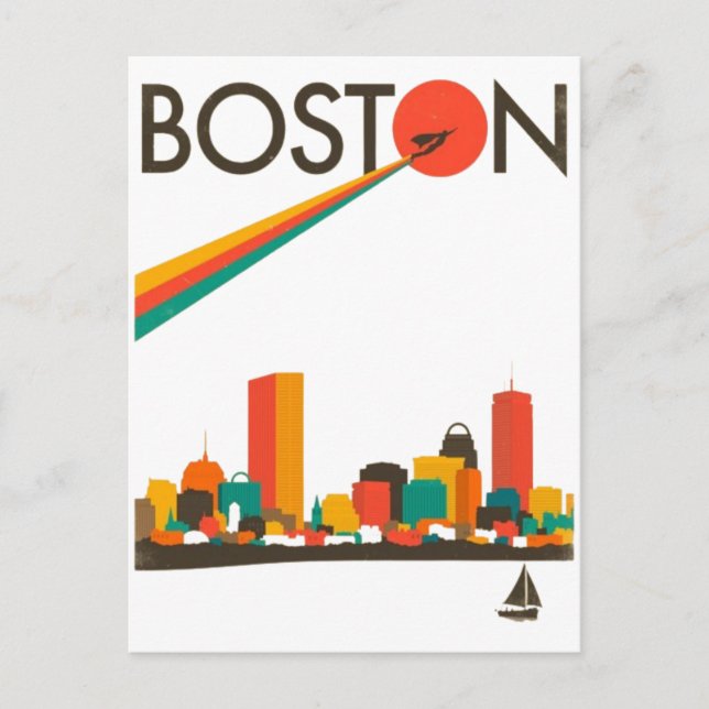 Boston City Skyline, boston ma siluett Vykort (Framsida)