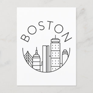 Boston City Skyline, boston ma siluett Vykort