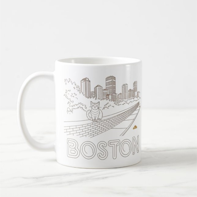 Boston City Skyline, Boston Ma USA Skyline Kaffemugg (Vänster)